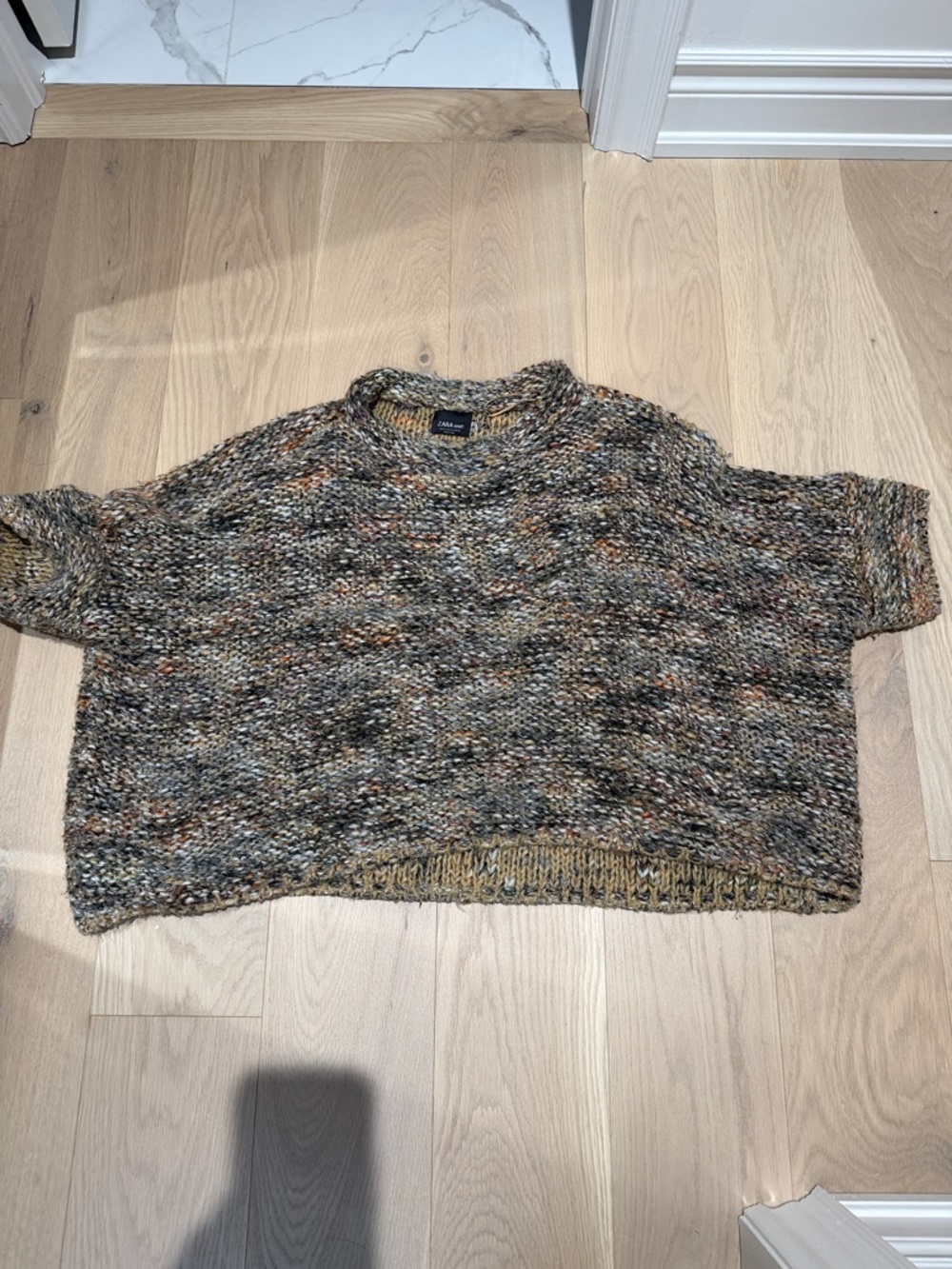 Zara Multitone Brown & Olive Crewneck Sweater